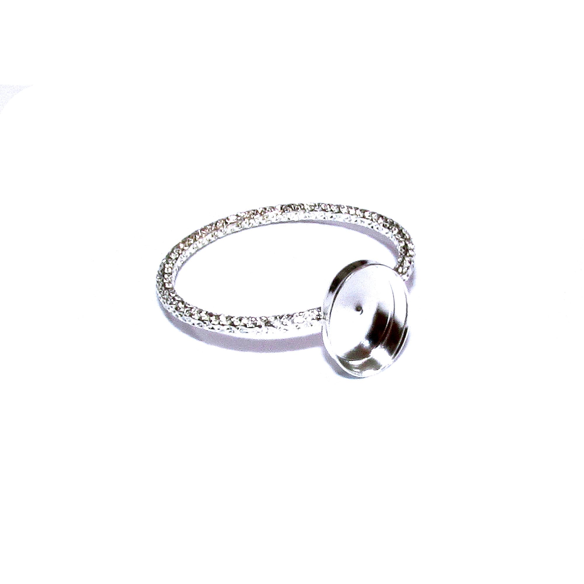 Anello in argento Sterling 925 con castone a coppa 6 x 8 mm, misura 4, 5, 6, 7, 8, 9, 10, 11, Creazione di gioielli, castone a coppa, anello di base,
