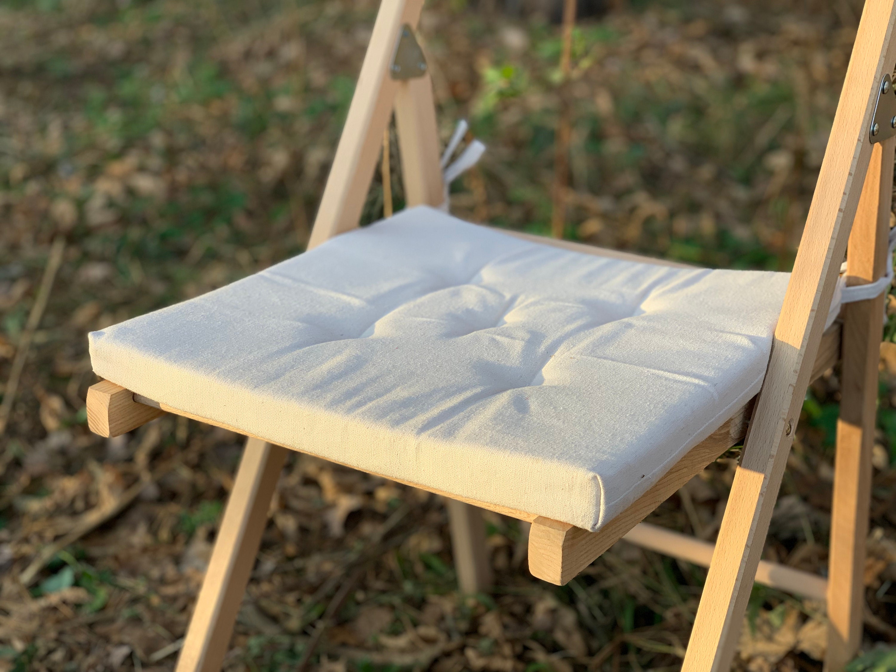 Cuscino quadrato per sedia in lino / Cuscini per sedia in schiuma di lino / Cuscino per seduta bianco sporco con lacci / Cuscini quadrati / Cuscini pe