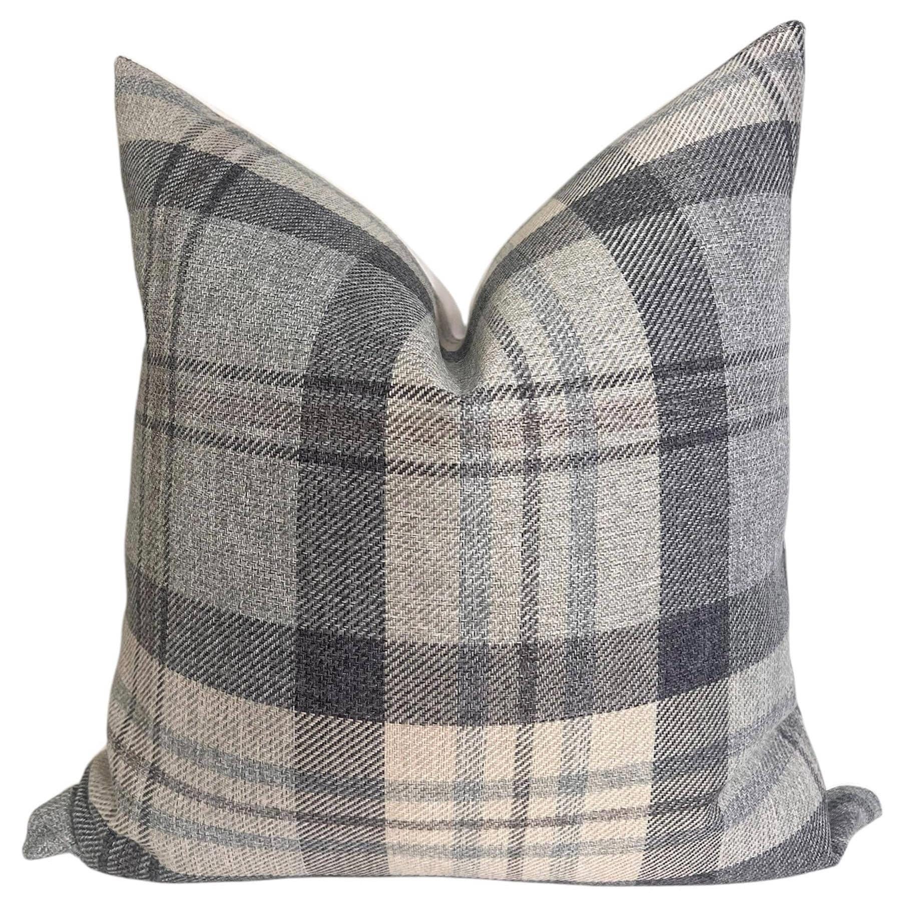 Federa per cuscino in lino a quadri, cuscino a quadri beige e grigio, cuscino dai toni neutri, cuscino decorativo a quadri Buffalo, cuscino da tiro in