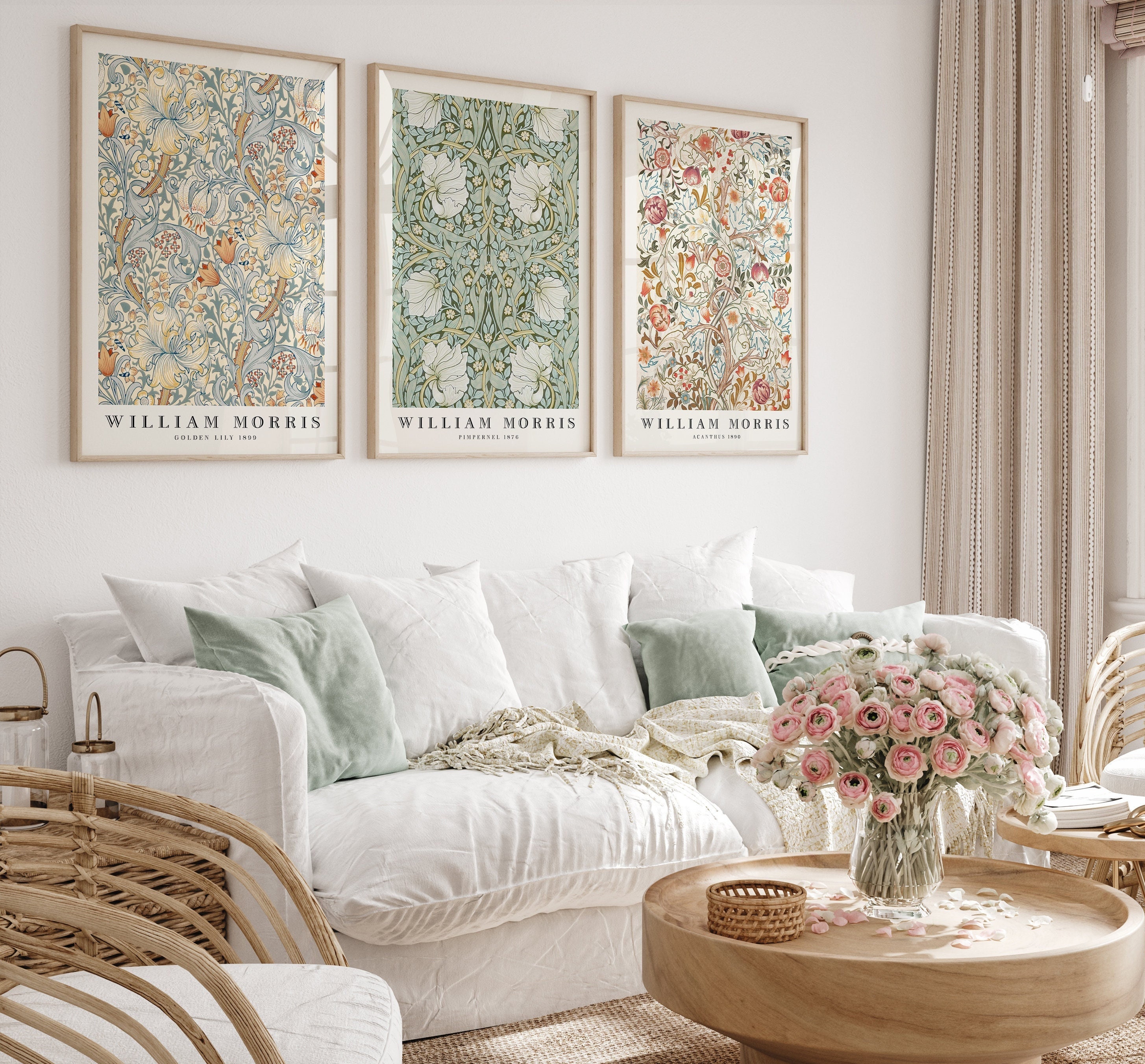 William Morris Set di 3 Wall Art Prints, William Morris Vintage Museum Exhibition Art Posters, Art Nouveau Prints, Gallery Wall Printable