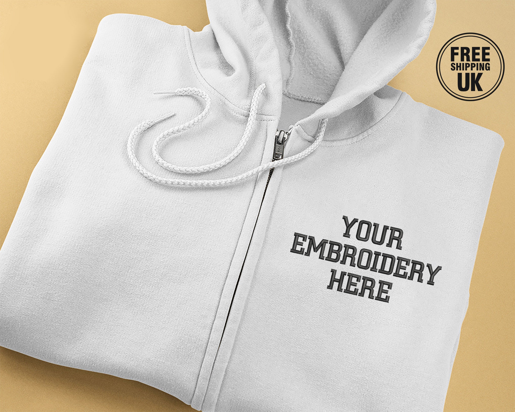 Felpa con cappuccio con zip intera ricamata personalizzata, felpa con cappuccio con testo/logo/design personalizzato, felpa con cappuccio con zip e lo