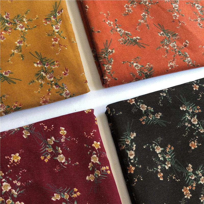 Tessuto di lino e cotone a fiori, tessuto a fiori, tessuto di lino e cotone, tessuto stampato, tessuto morbido, tessuto per abiti estivi, tessuto da 1