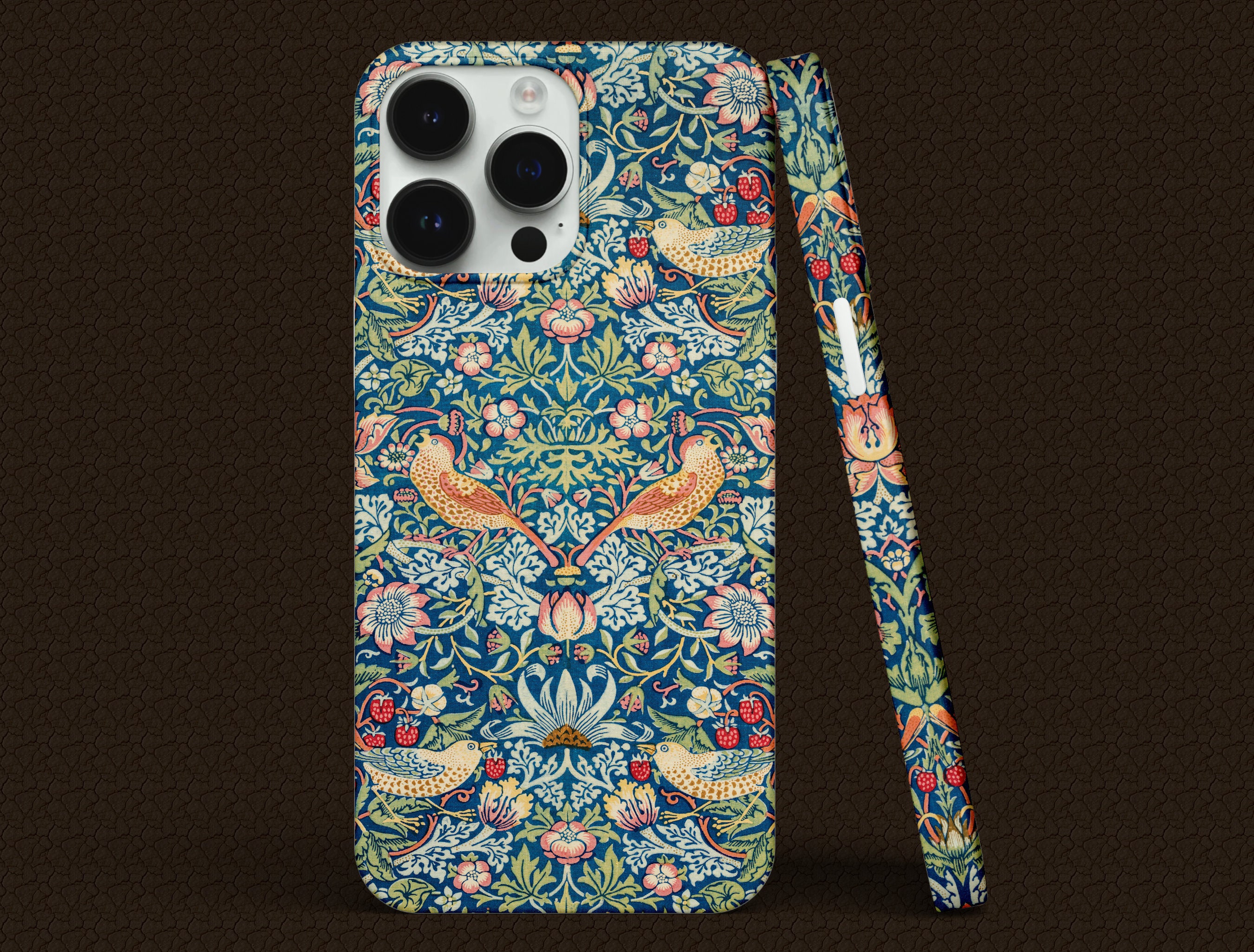 Custodia per iPhone The Strawberry Thief di William Morris, custodia a scatto per iPhone, custodia resistente, tutti i modelli di iPhone 7,8,X,11,12,S