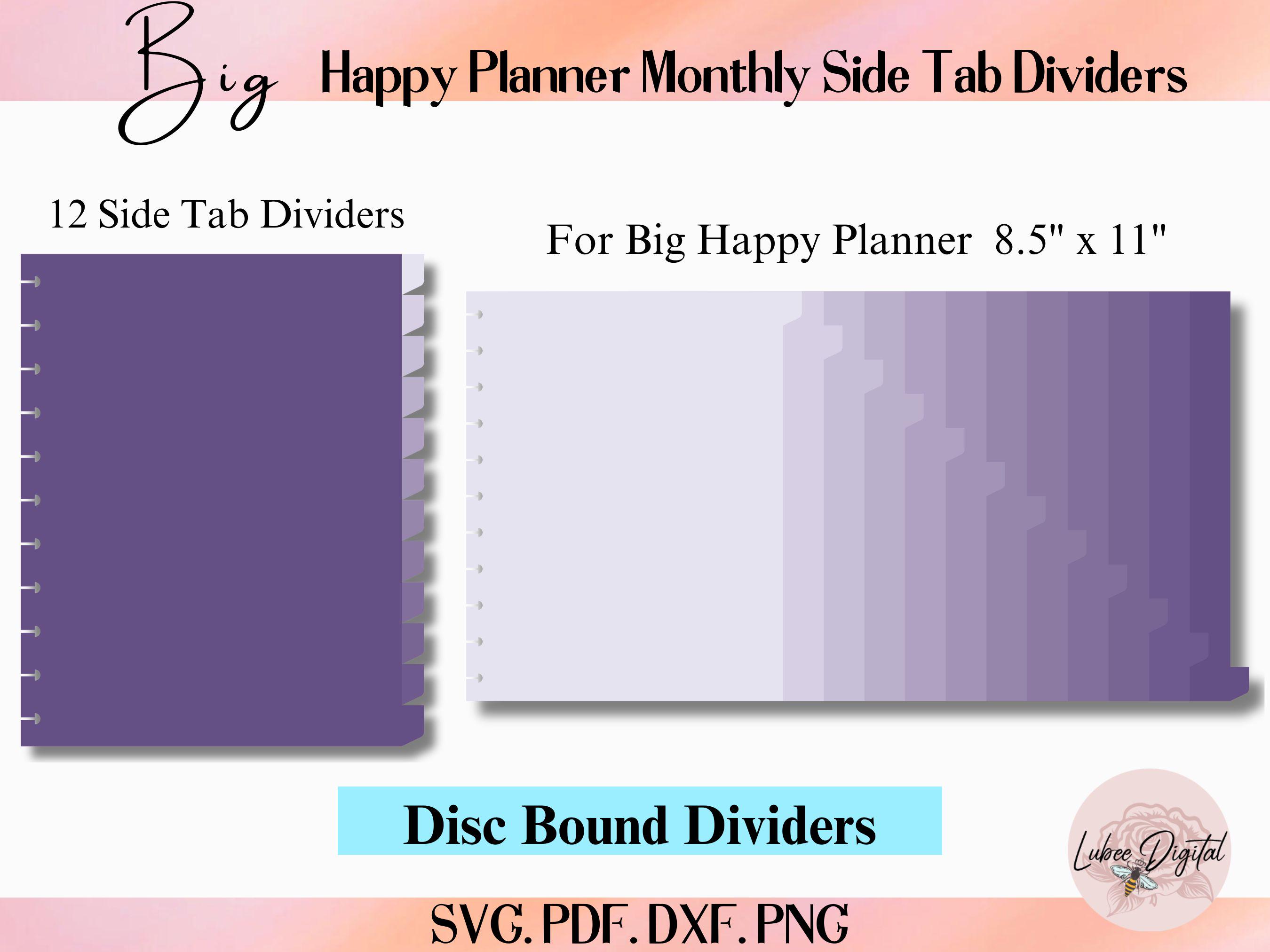 Big Happy Planner Disc Bound 12 modello divisore mensile, divisori raccoglitore file di taglio, divisore linguetta laterale notebook, segnalibro pagin