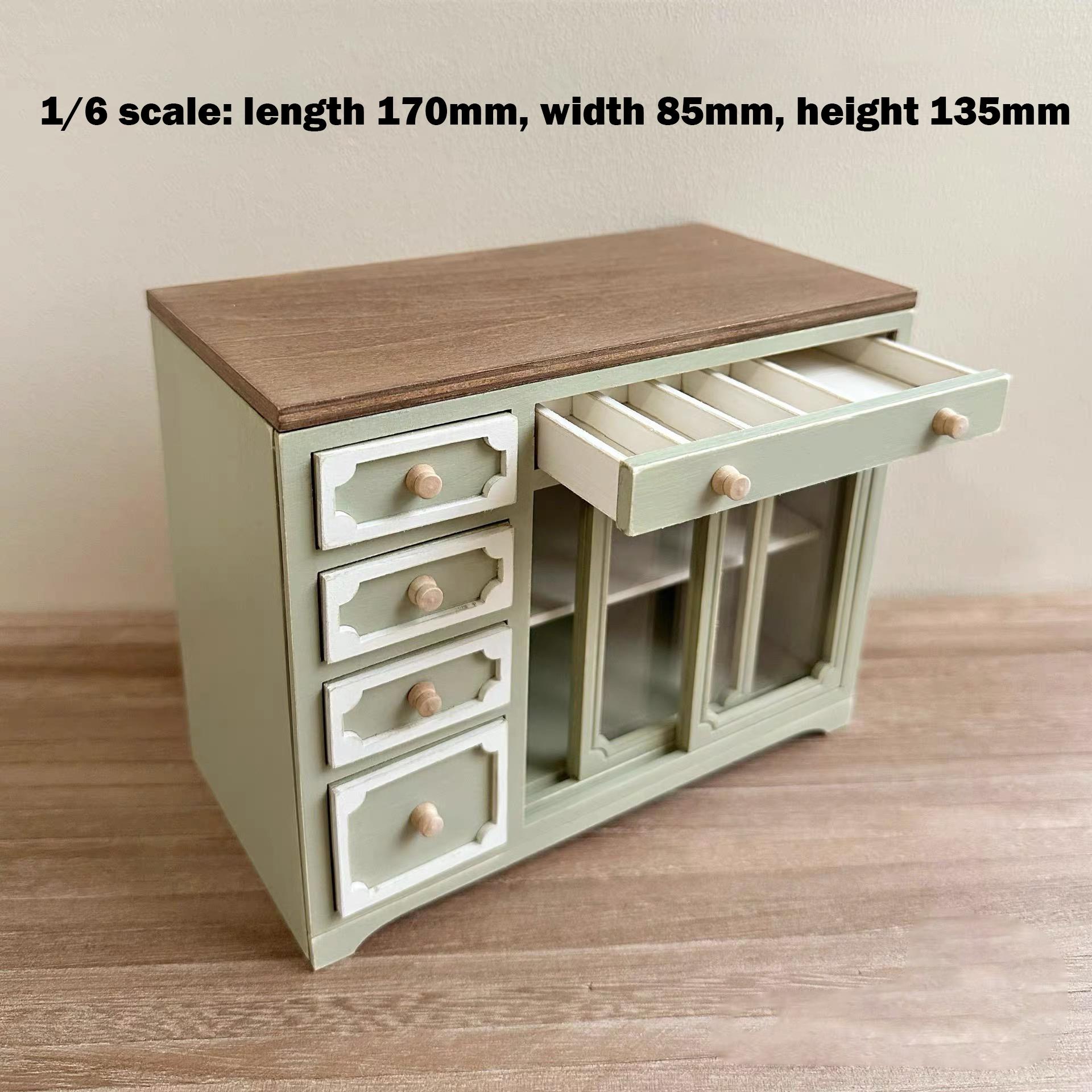 Armadio in miniatura per casa delle bambole incompiuto con cassetto, credenza in miniatura per casa delle bambole, mobili da cucina per casa delle bam