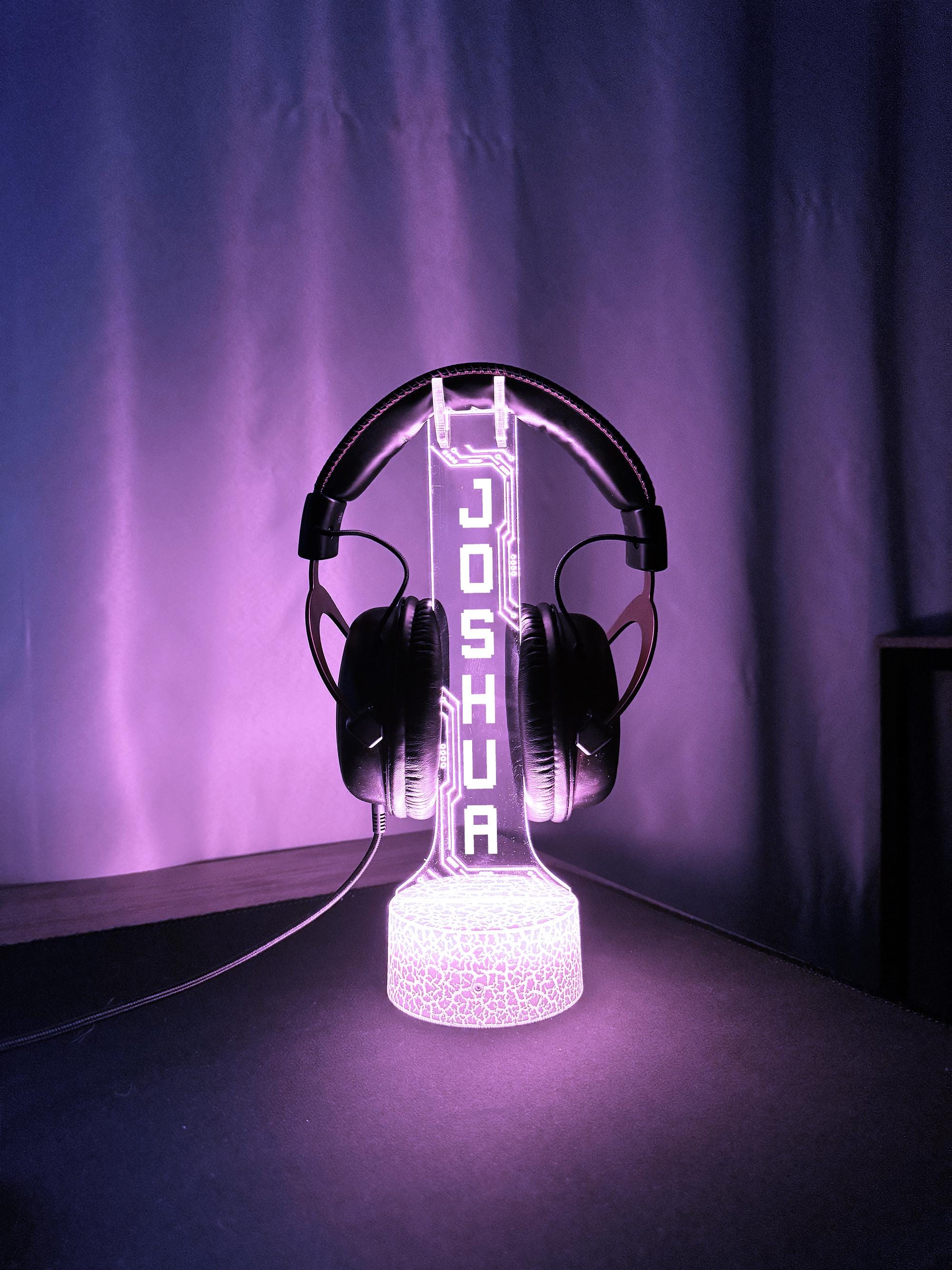 Supporto per cuffie LED RGB personalizzato, supporto per cuffie streamer, supporto per luce LED per gamertag, supporto per cuffie, regali di Natale e