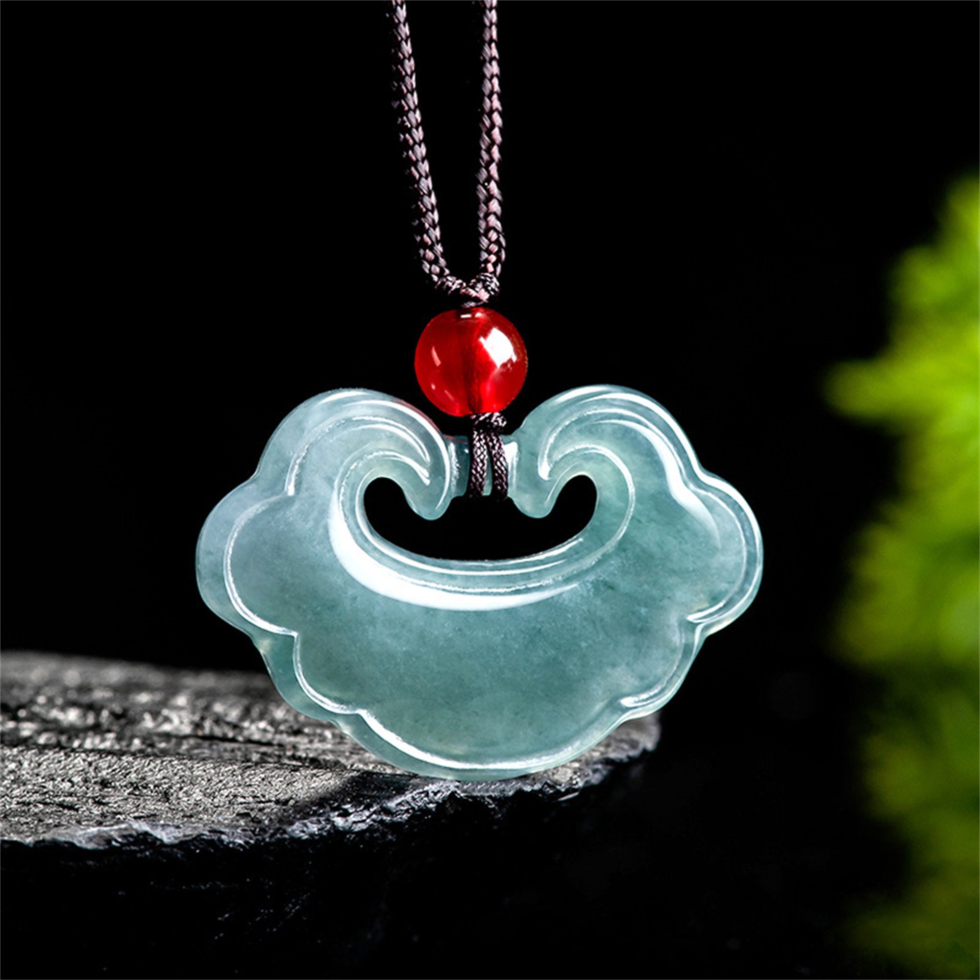 Ciondolo cinese Ruyi in giadeite cerata guatemalteca naturale di tipo A non trattata, pendenti sfusi in giadeite blu acquatica, giadeite autentica, fo