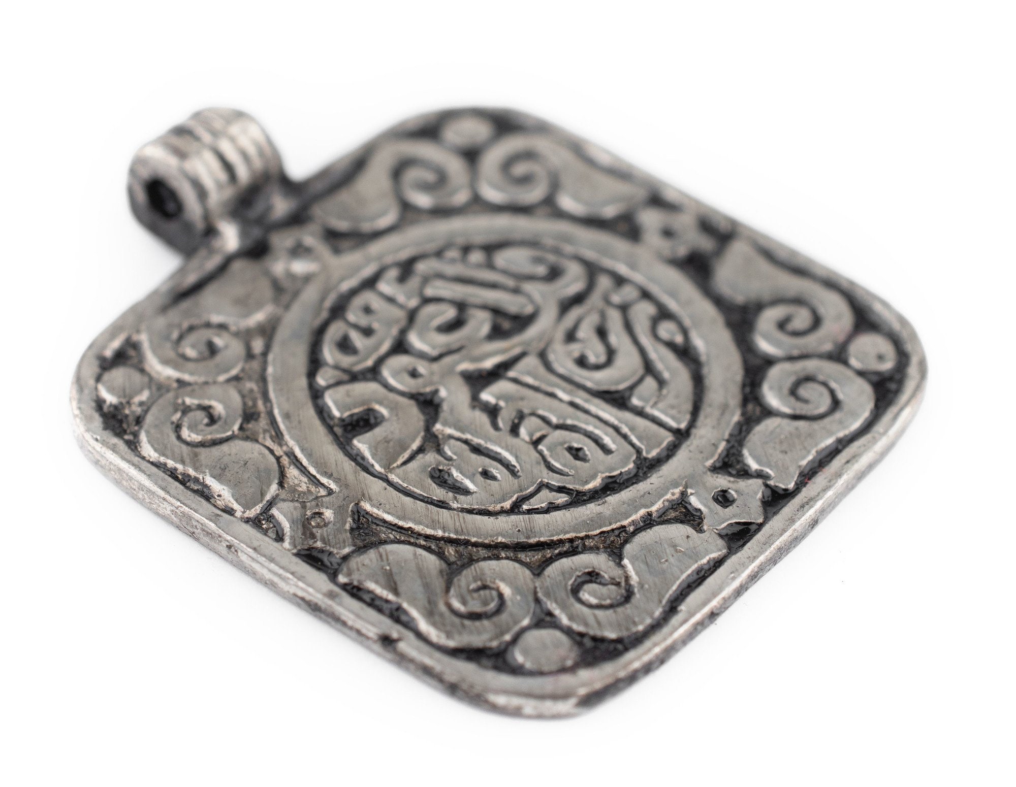 Ciondolo calligrafia islamica quadrato in argento 40 x 45 mm: Ciondolo fatto a mano Ciondolo in metallo bianco Ciondolo per collana Ciondolo per gioie