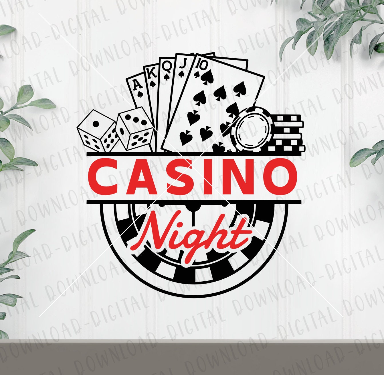 Casino Night SVG, Poker Svg, Carte da gioco Svg, Game Night Svg