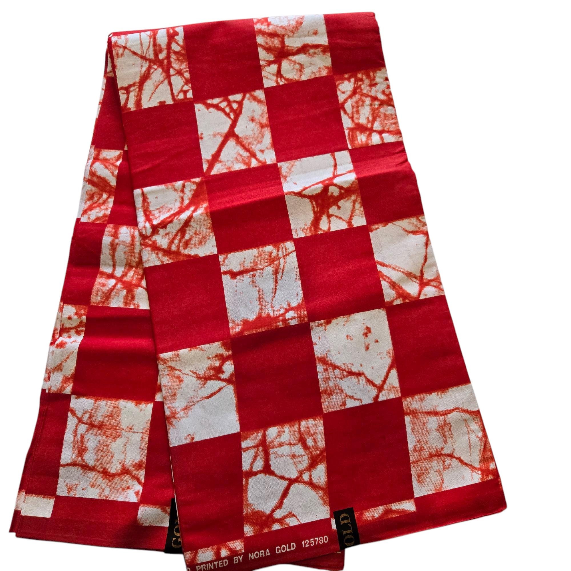 Tessuto Ankara tie-dye rosso e bianco, tessuto stampato africano, tessuto africano tagliato su misura, tessuto Ankara, stampa a cera, tessuto Ankara r
