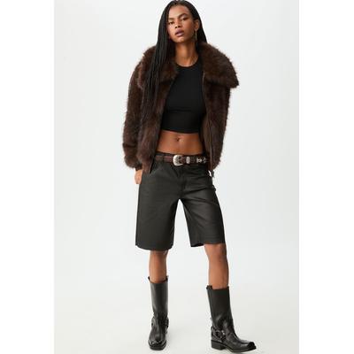 Stradivarius Faux fur jacket Brown XS