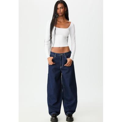 Stradivarius Adjustable barrel fit jeans RINSE BLUE DENIM 10