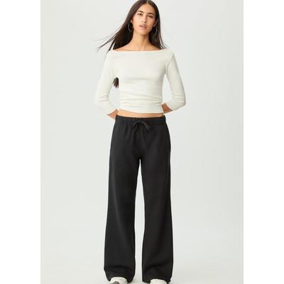 Stradivarius Relaxed fit flared trousers with drawstrings Black XL