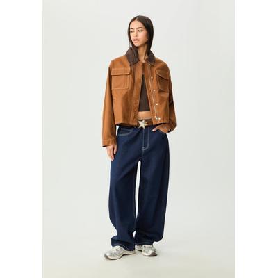 Stradivarius Cropped contrast jacket with pockets Pale camel XS