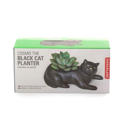 Kikkerland Design Black Cat Porcelain Planter