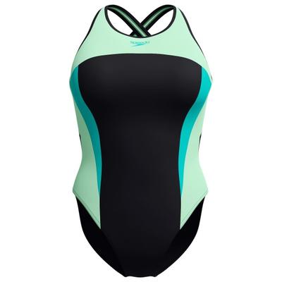 Speedo - Women's High Neck Splice Crossback Swimsuit - Badeanzug Gr 44 schwarz Image