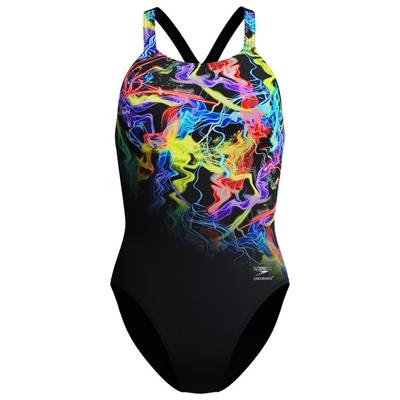 Speedo - Women's Placement Printed Powerback - Badeanzug Gr 36 schwarz Image