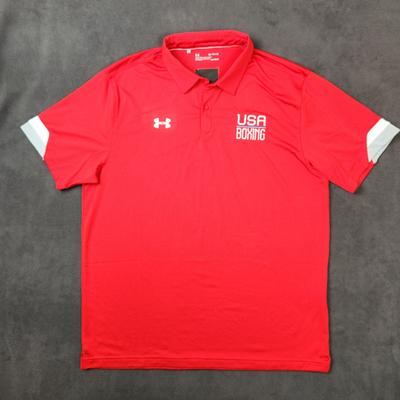 Under Armour Shirts | Usa Boxing Under Armour Polo Shirt Mens Xl Red Loose Fit Heatgear Performance | Color: Gray/Red | Size: Xl