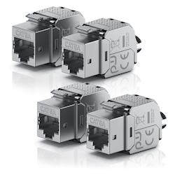 Primewire 4x Netzwerk-Adapter RJ-45 (Ethernet), Buchse zu Netzwerkkabel, CAT.6a Keystone Modul für LAN Kabel, RJ45 Buchse, feldkonfektionierbar Image
