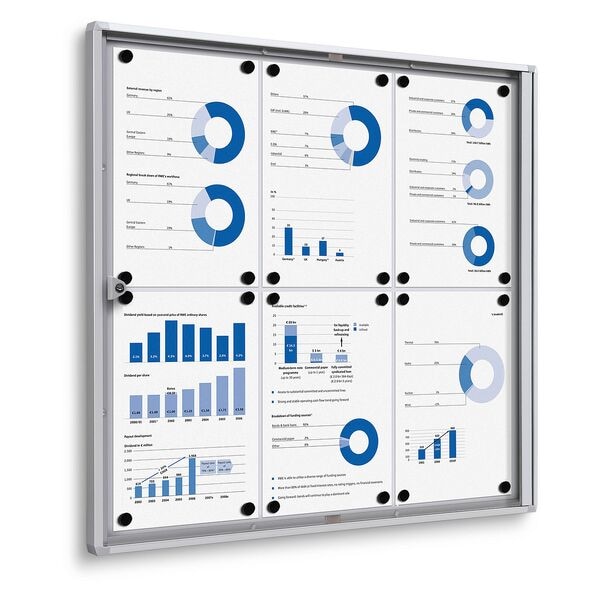 Showdown Displays Abschließbarer Schaukasten »Economy XS« silber 6x A4 silber, 71.1x65.5x2.6 cm