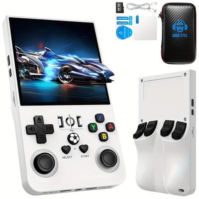 Upgraded R36MAX Handheld Game Console - Dual-Action Joystick USB Charging Rechargeable Lithium Battery Includes 64GB Card Black Carrying Case Perfect for Gaming on the Go Portable Gaming Console
