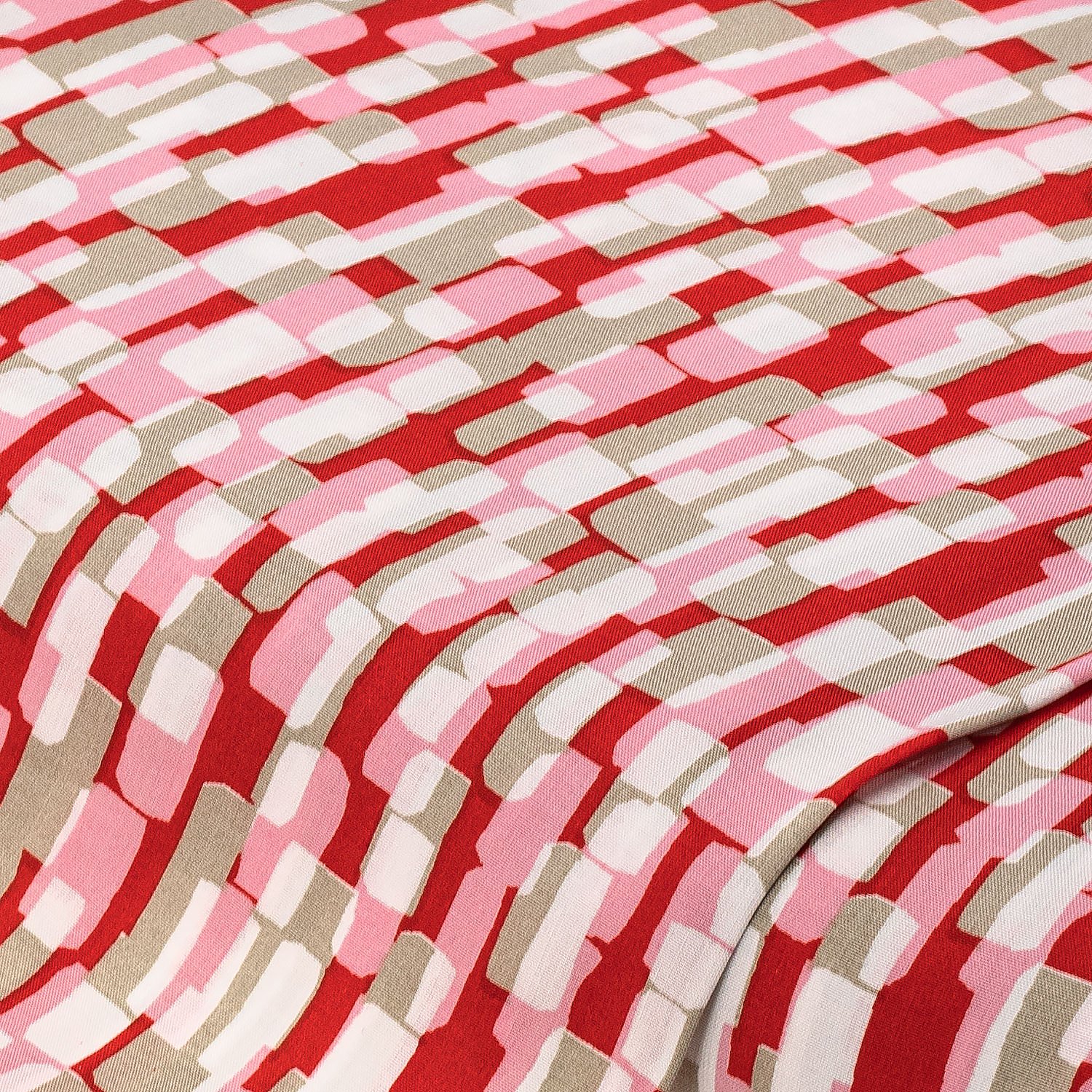 Tissu viscose pour blouses / javanaise "carré", rouge/coloré