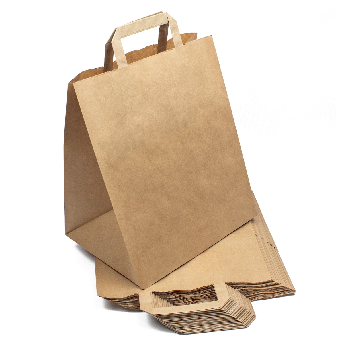DayBays 250 Stk. Papiertüten 26+20x28 cm Braun mit Flachhenkel Image