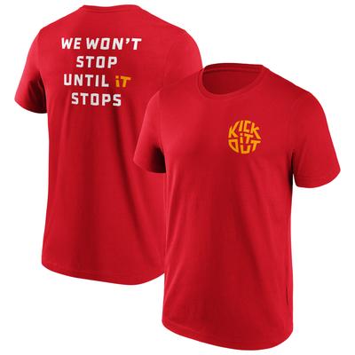 Kick It Out Slogan Graphic T-Shirt – Rot/Weiß – Herren Image