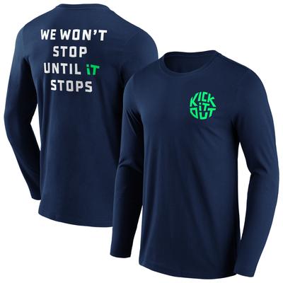 Kick It Out Slogan Graphic Langarm-T-Shirt – Navy/Weiß/Frühlingsgrün – Herren Image