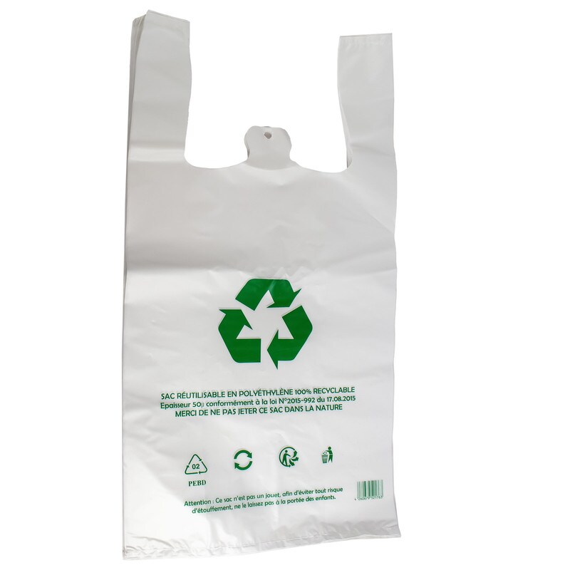 DayBays 26.250 Stk. Hemdchentragetaschen 50 my 25+12x45 cm HDPE weiß geblockt, reissfest Image