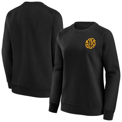 Kick It Out Slogan Graphic Crew Sweatshirt – Schwarz/Gold – Damen Image