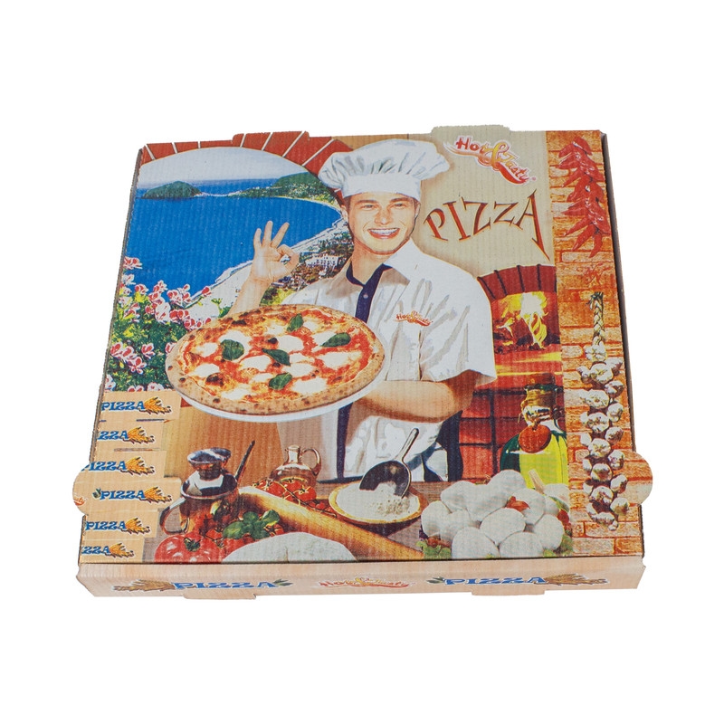 DayBays 3900 Stk. Pizza-Karton 29x29x4 cm Weiß Kraftpapier bedruckt mit Pizza-Motiv Image