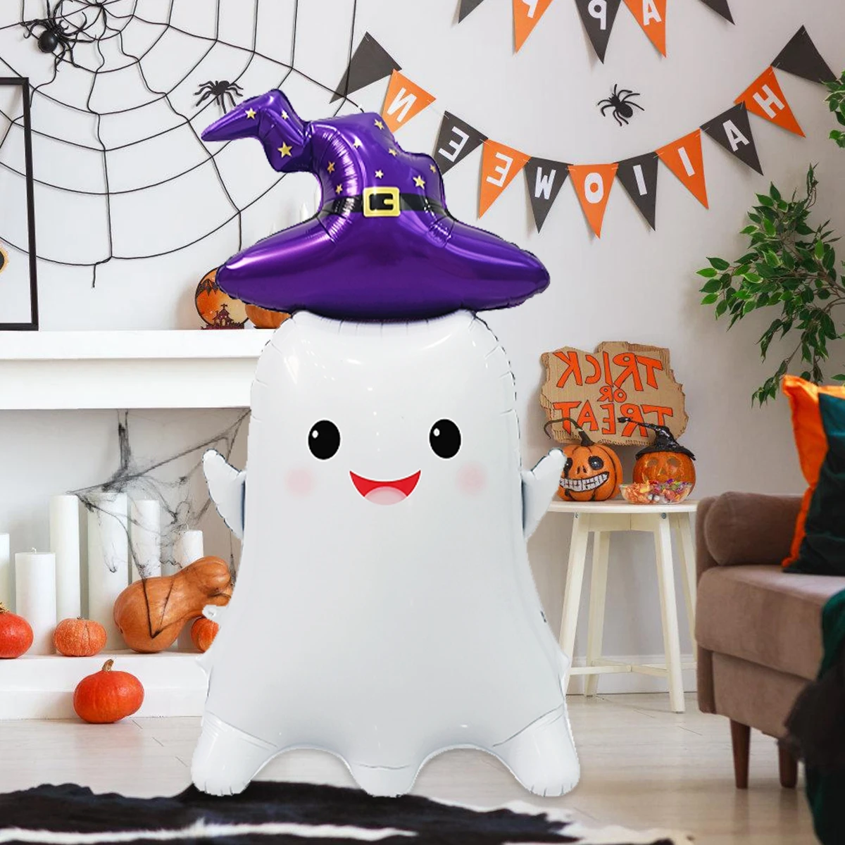 1pc Große Ständer Sockel Halloween Folien Ballons Kürbis Geist Aluminium Folie Ballon Geist Kürbis Halloween Party Dekorationen Image