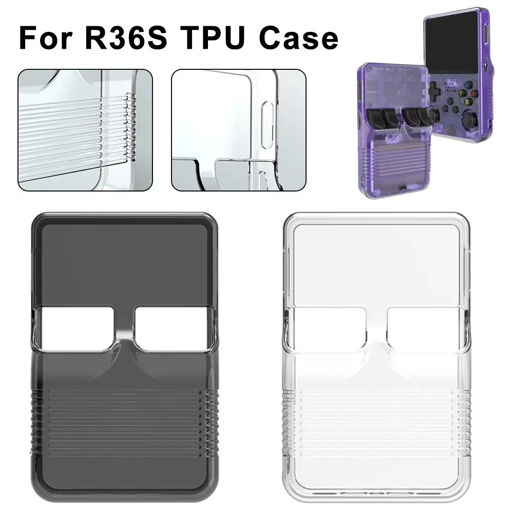 Étui de protection Transparent pour joueur de jeu R36S, housse de Console de jeu en caoutchouc souple TPU, accessoire de protection pour contrôleur de jeu portable