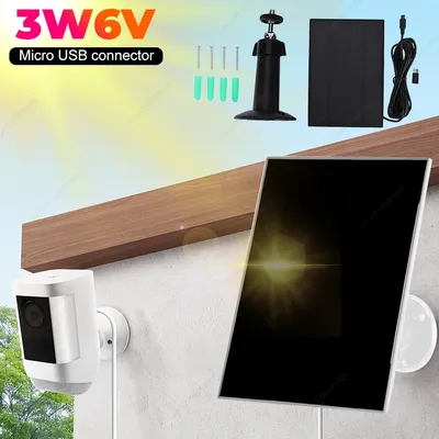 3 W 6 V Solarpanel-Ladegerät 360 ° Verstellbare Solarzellen zur Wandmontage, Micro-USB + Typ-C-Kamera-Solarpanel für Ring Eufy Blink Arlo