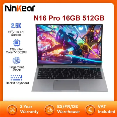 Ninkear N16 Pro Laptop 16 GB 512 GB 13. Intel i7-13620H 16'' 2,5 K IPS 120 Hz Gaming-Computer 57,75 Wh Fingerabdruck-Entsperr-Notebook