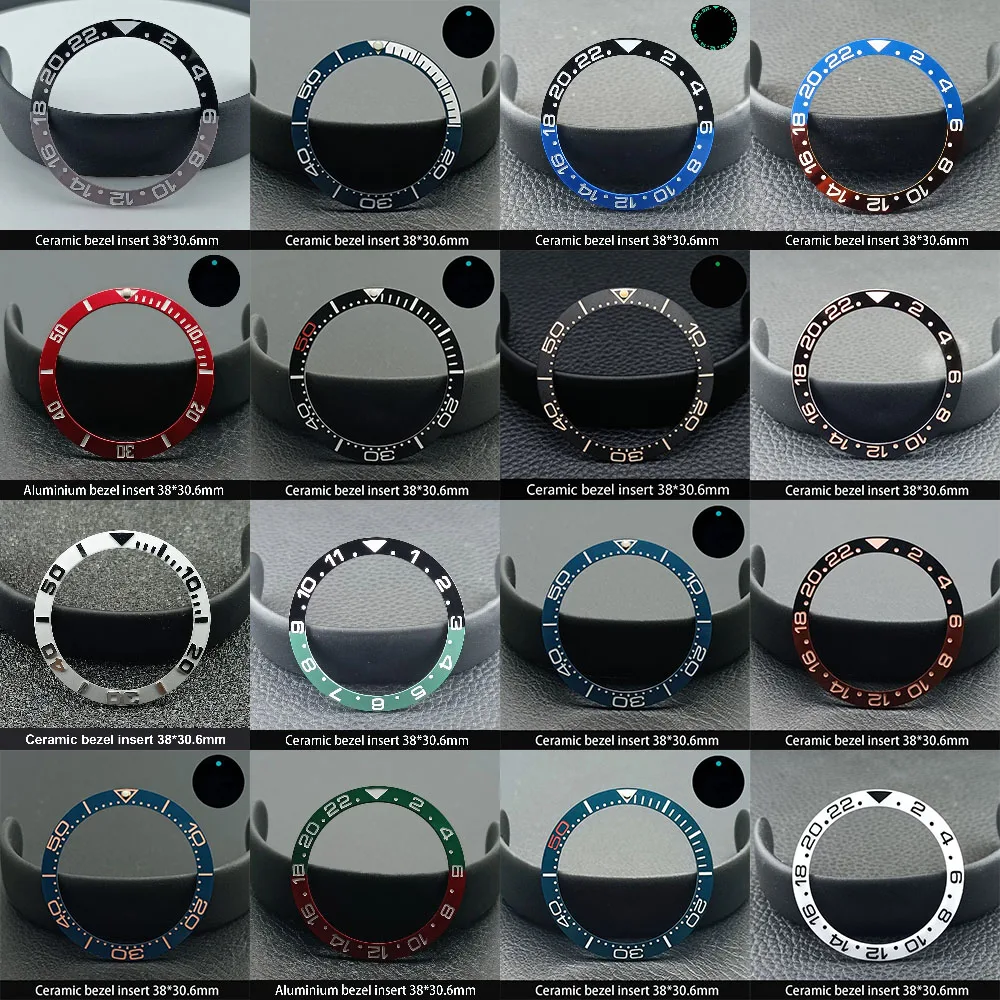Schräge 38 mm * 30,6 mm Keramiklünette GMT und Taucheruhr-Einsatz für 40 mm Herrenuhren. Ersetzen Sie das Zifferblatt der Uhrenlünette Image