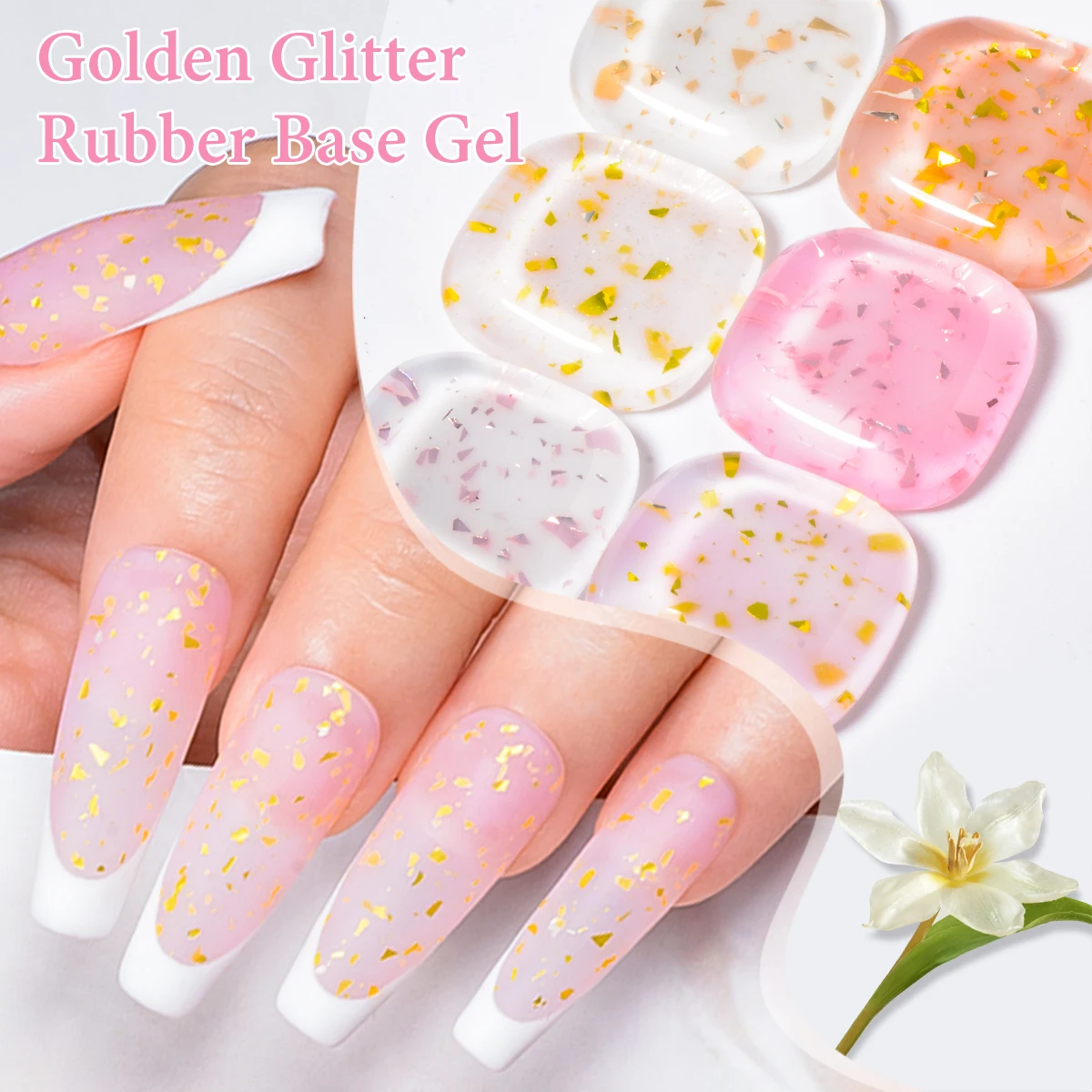 10 ml FOUR LILY Milkly White Glitter Nude Crystal Rubber Base Gel Natural Color Semi Permanent Soak Off Gel Nail Art Lack Image