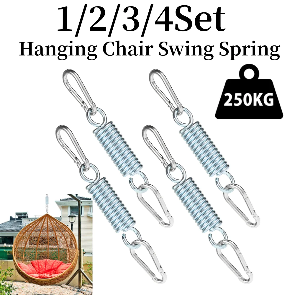 1–4 Sets robuste Feder für Hängesessel, maximale Tragfähigkeit 250 kg, reiß- und rostbeständige Edelstahl-Schaukelfeder für den Außenbereich