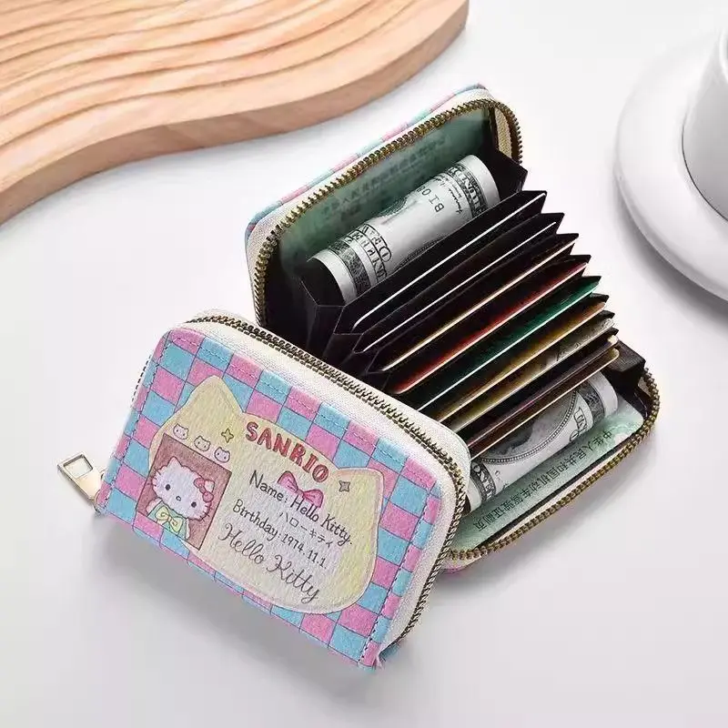 Neue Hello Kitty Kartentasche, Ausweistasche, Cartoon-Motiv, niedlich, 18 Karten, 2 Funktionsfächer, Multifunktions-Kartensteckplatz, Bankkartenwechsel, Kartenhaltertasche