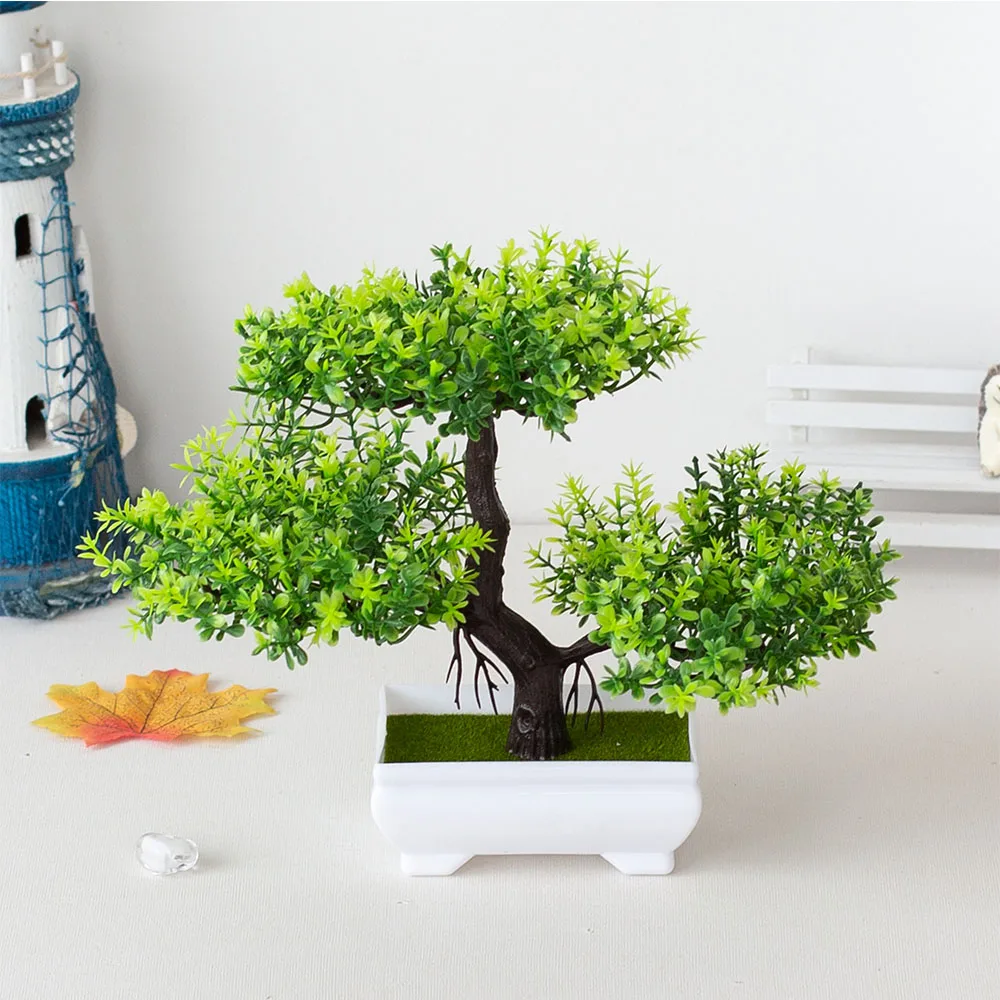 Gefälschte Pflanze Topf Künstliche Pflanzen Dekoration Topf Bonsai Kleine Baum Topf zen Garten Ornamente Tisch Hause Raum Dekoration Image