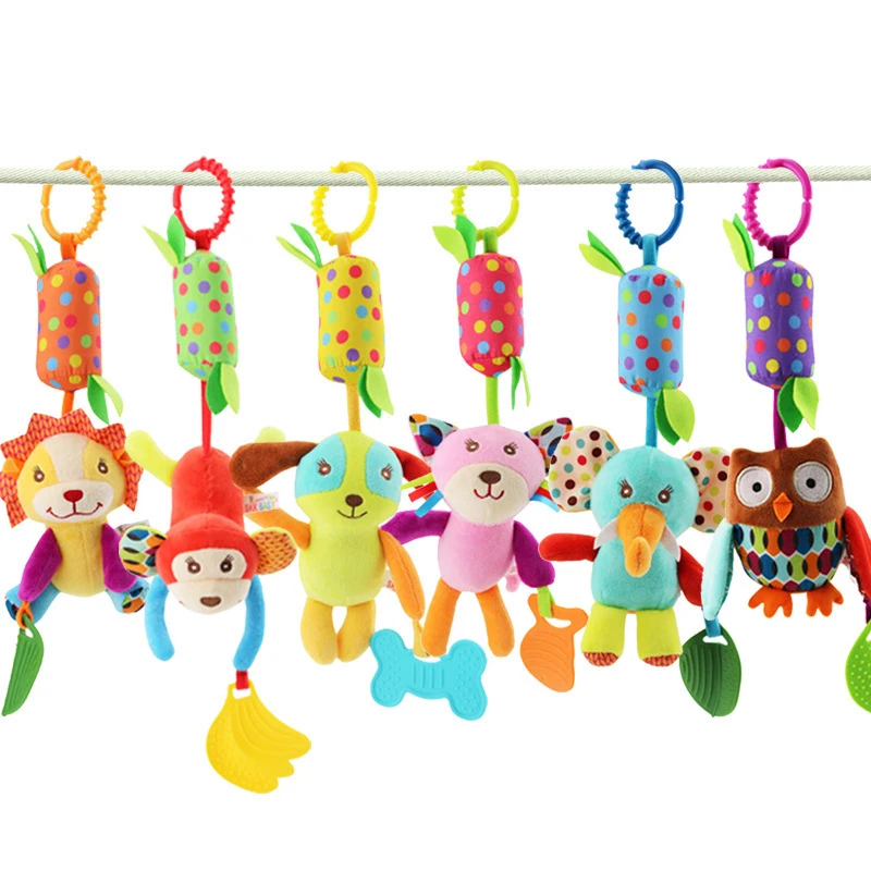 Baby Spielzeug Plüsch Bett Hängen Anhänger Baby Plüsch Niedlichen Cartoon Tier Windspiel Kinderwagen Hängen Beißring Kinderwagen Für Neugeborene Geschenke