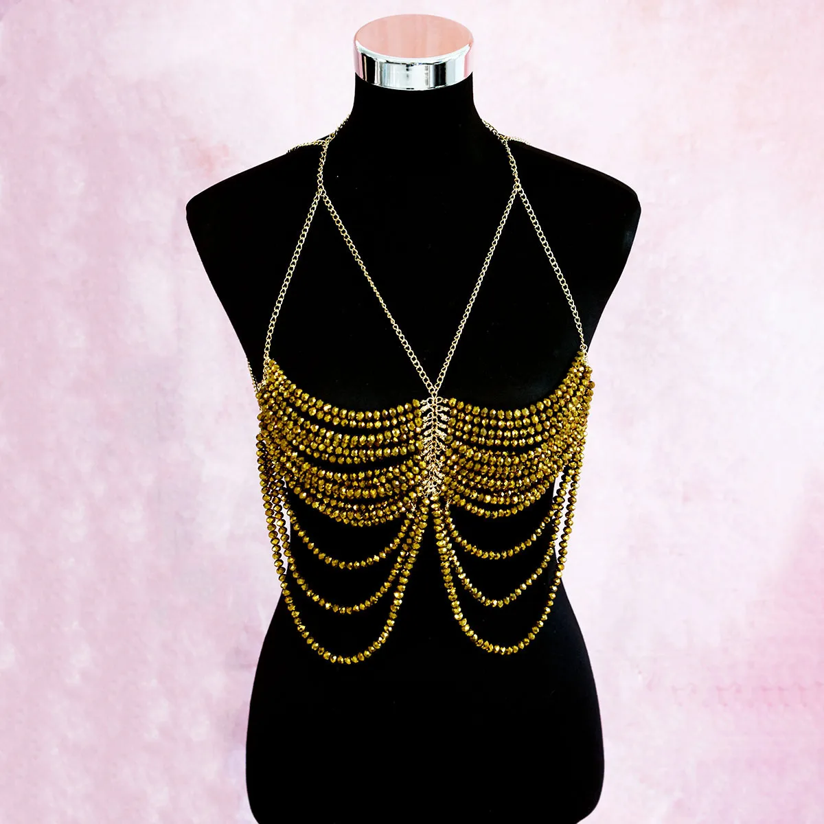 Sexy Körperkette für Damen, mit Pailletten, Kristall, mehrstufig, mit Quasten, Unterwäsche, Bikini-Zubehör, Metall-Neckholder-Kette, Strandparty Image