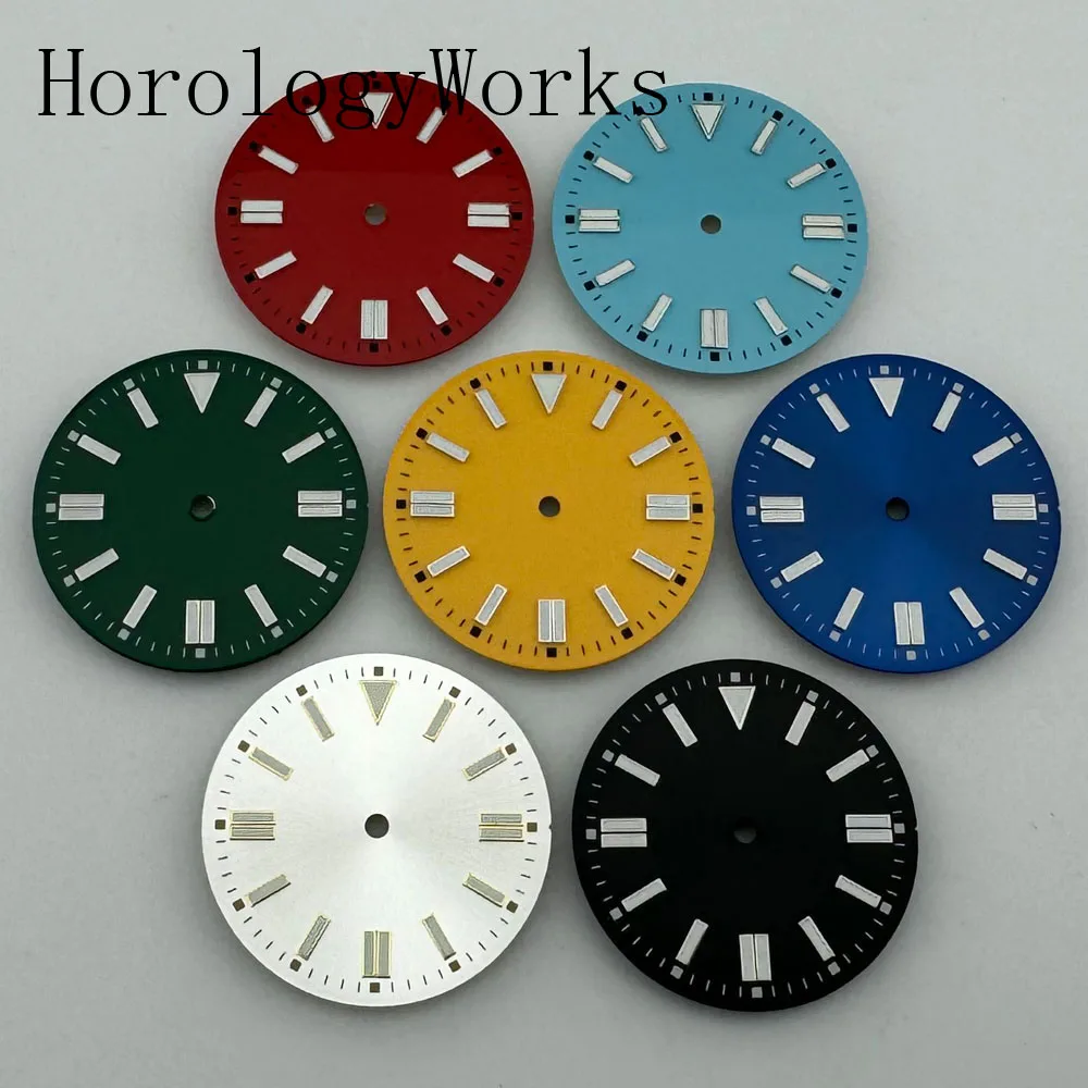 31 mm Zifferblatt, leuchtend, passend für NH35/NH36 ETA2836/2824 Miyota8205/8215 Mingzhu2813/3804 Uhrwerk, Blau, Grün, Rot, Schwarz, Gelb Image