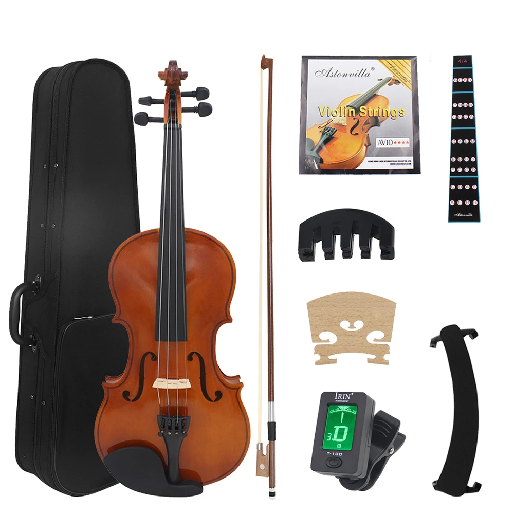 IRIN 4/4 3/4 1/2 1/4 1/8 Violine Massivholz Violinset mit Koffer Zubehör Professionelle Saiteninstrumente Violine zum Üben Image