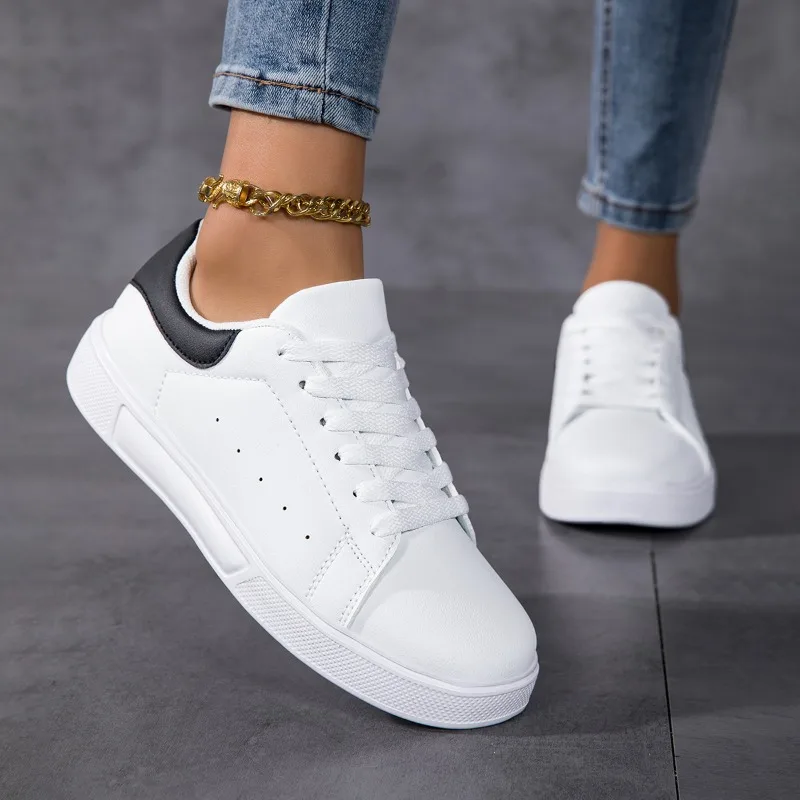 HKDQ Unisex Weiße Turnschuhe Herren Leder Casual Sportschuhe Rutschfeste Skateboardschuhe Leichte Sportschuhe für Männer Frauen