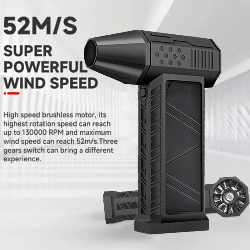 Hocheffizientes Turbo-Jet-Ventilator-Luftgebläse mit 130000 U/min und LED-Licht, tragbarer Mini-Staubwedel für Auto-PC-Tastatur, Tierhaar-Grill ​ Image