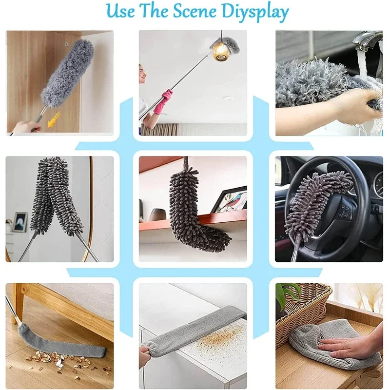 4 Teile/satz Mikrofaser Staubwedel mit Verlängerungsstange Staubwedel für Reinigungskopf Deckenventilator Staubwedel für hohe Decken Möbel Spinnennetz Image