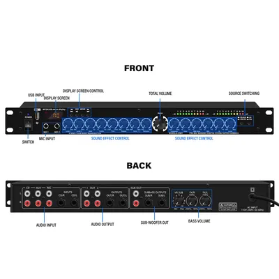 K95BT professional DSP processor, digital reverb USB Bluetooth stereo multi effect equalizer anti whistling audio processor