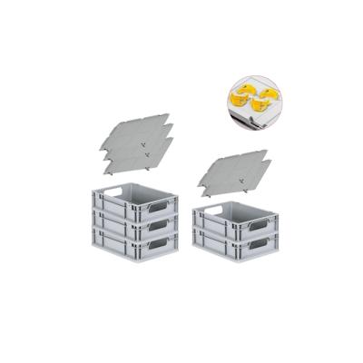 PROREGAL SparSet 5x Eurobox NextGen Economy mit Auflagedeckel & 4x Verschlüsse Gelb, Griffe offen, HxBxT 12x30x40cm, 11L, Eurobehälter Image